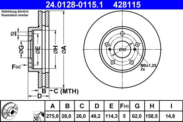 ATE 24.0128-0115.1 - Тормозной диск autosila-amz.com