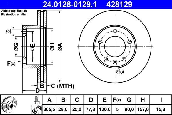 ATE 24.0128-0129.1 - Тормозной диск autosila-amz.com