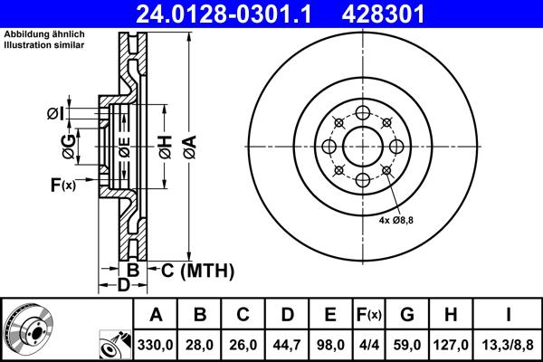 ATE 24.0128-0301.1 - Тормозной диск autosila-amz.com