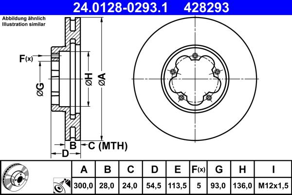 ATE 24.0128-0293.1 - Тормозной диск autosila-amz.com