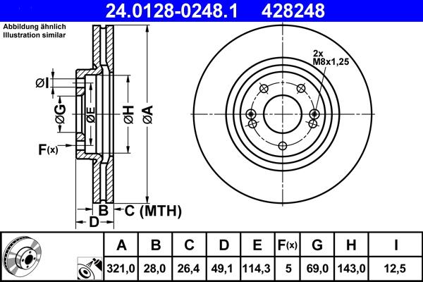 ATE 24.0128-0248.1 - Тормозной диск autosila-amz.com