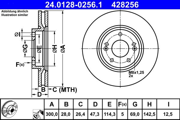 ATE 24.0128-0256.1 - Тормозной диск autosila-amz.com