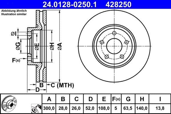ATE 24.0128-0250.1 - Тормозной диск autosila-amz.com