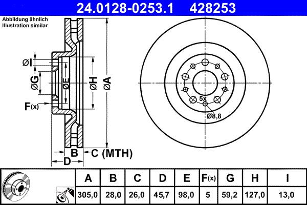 ATE 24.0128-0253.1 - Тормозной диск autosila-amz.com