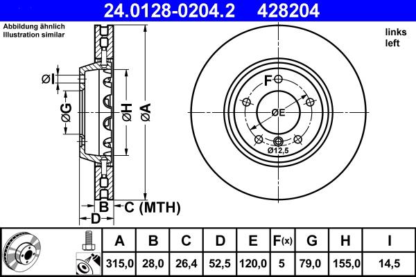 ATE 24.0128-0204.2 - Тормозной диск autosila-amz.com