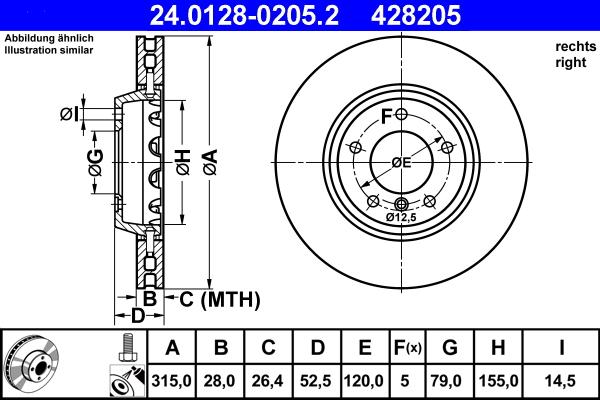 ATE 24.0128-0205.2 - Тормозной диск autosila-amz.com