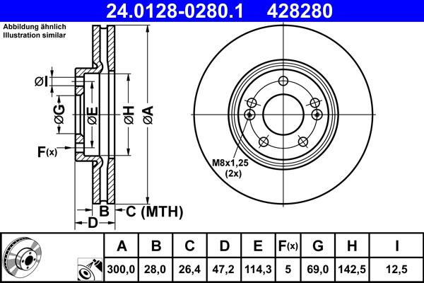 ATE 24.0128-0280.1 - Тормозной диск autosila-amz.com