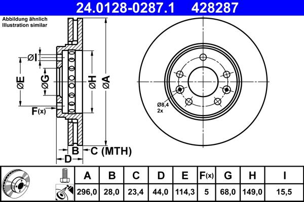 ATE 24.0128-0287.1 - Тормозной диск autosila-amz.com