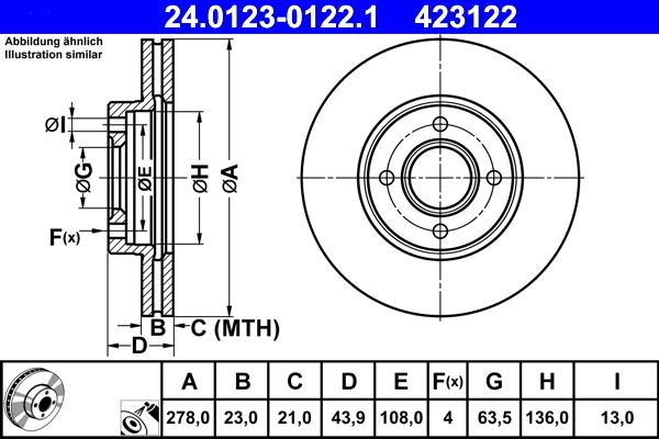 ATE 24.0123-0122.1 - Тормозной диск autosila-amz.com