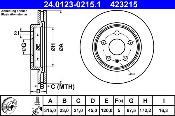 ATE 24.0123-0215.1 - Тормозной диск autosila-amz.com