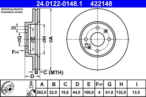 ATE 24.0122-0148.1 - Тормозной диск autosila-amz.com