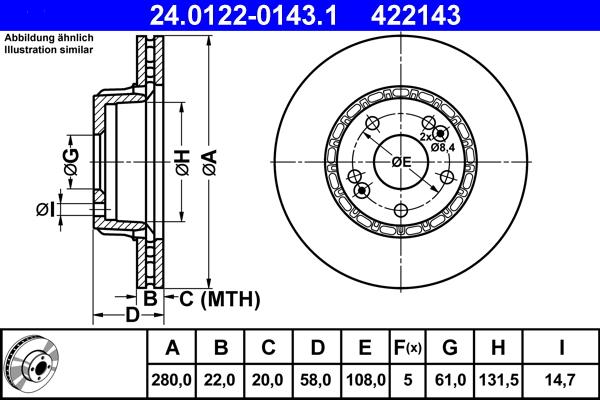 ATE 24.0122-0143.1 - Тормозной диск autosila-amz.com