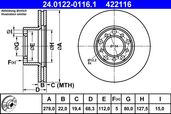 ATE 24.0122-0116.1 - Тормозной диск autosila-amz.com
