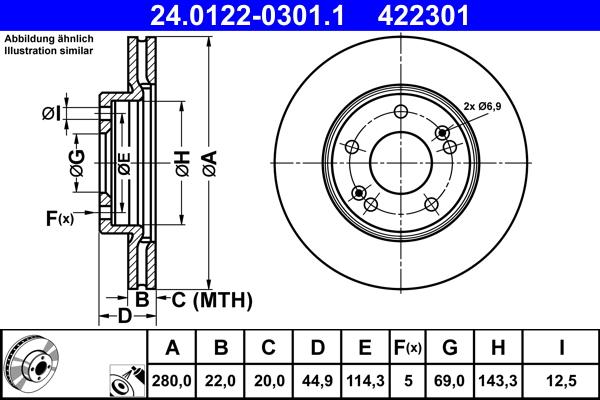 ATE 24.0122-0301.1 - Тормозной диск autosila-amz.com