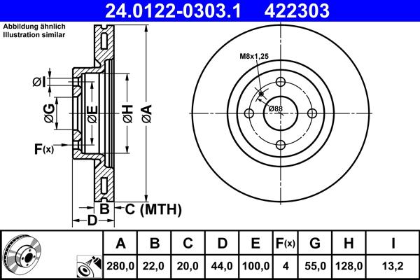 ATE 24.0122-0303.1 - Тормозной диск autosila-amz.com