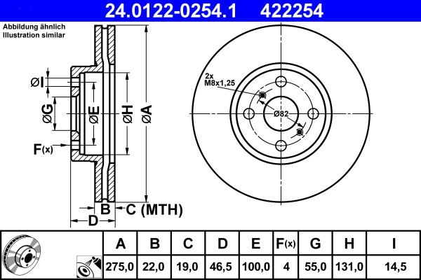 ATE 24.0122-0254.1 - Тормозной диск autosila-amz.com