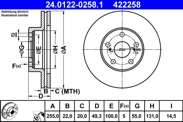 ATE 24.0122-0258.1 - Тормозной диск autosila-amz.com