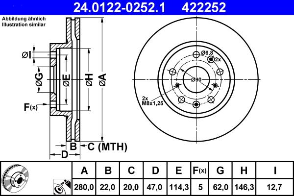 ATE 24.0122-0252.1 - Тормозной диск autosila-amz.com