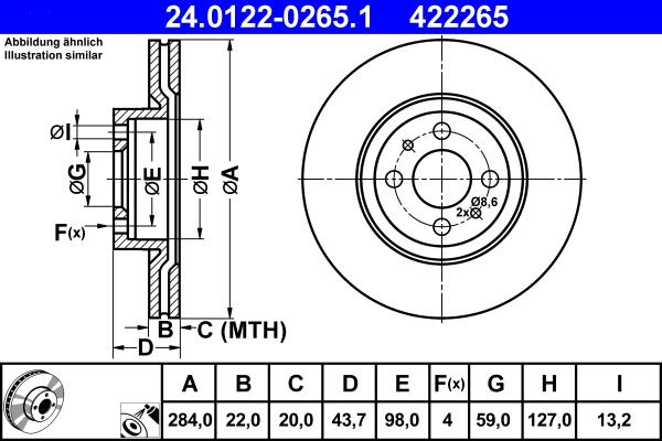 ATE 24.0122-0265.1 - Тормозной диск autosila-amz.com