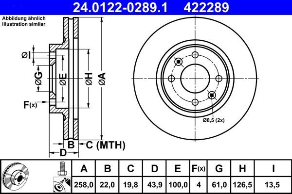 ATE 24.0122-0289.1 - Тормозной диск autosila-amz.com
