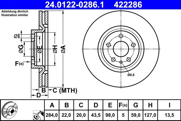 ATE 24.0122-0286.1 - Тормозной диск autosila-amz.com