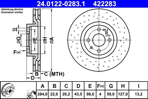 ATE 24.0122-0283.1 - Тормозной диск autosila-amz.com