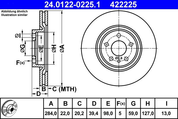 ATE 24.0122-0225.1 - Тормозной диск autosila-amz.com