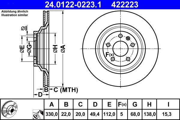 ATE 24.0122-0223.1 - Тормозной диск autosila-amz.com