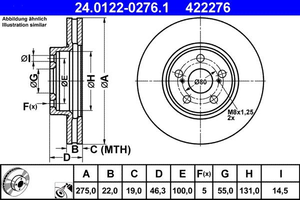 ATE 24.0122-0276.1 - Тормозной диск autosila-amz.com