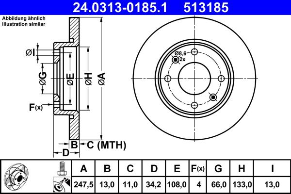 ATE 24.0313-0185.1 - Тормозной диск autosila-amz.com