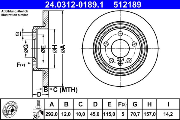 ATE 24.0312-0189.1 - Тормозной диск autosila-amz.com