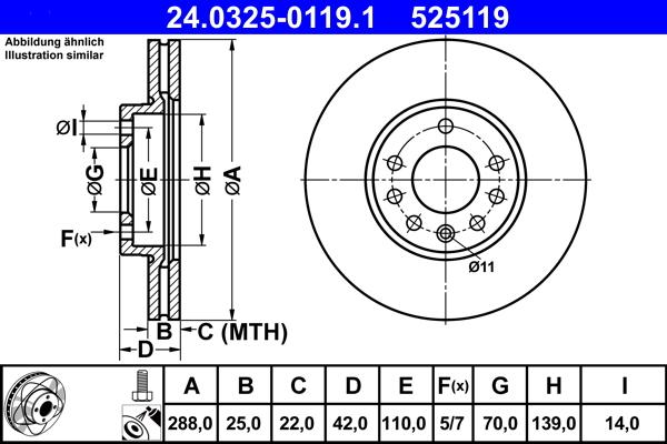 ATE 24.0325-0119.1 - Тормозной диск autosila-amz.com