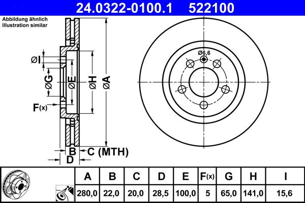 ATE 24.0322-0100.1 - Тормозной диск autosila-amz.com