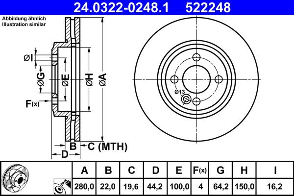 ATE 24.0322-0248.1 - Тормозной диск autosila-amz.com