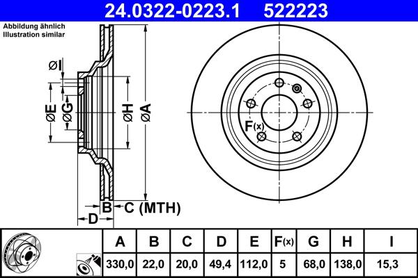 ATE 24.0322-0223.1 - Тормозной диск autosila-amz.com