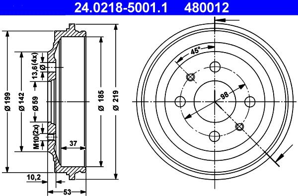 ATE 24.0218-5001.1 - Тормозной барабан autosila-amz.com