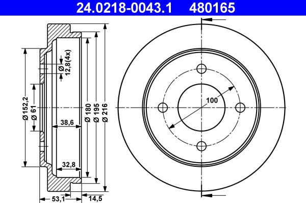 ATE 24.0218-0043.1 - Тормозной барабан autosila-amz.com