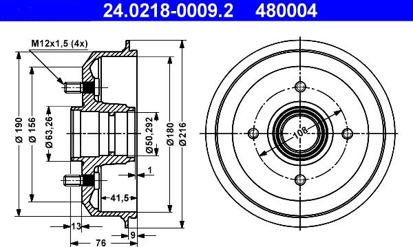 ATE 24.0218-0009.2 - Тормозной барабан autosila-amz.com