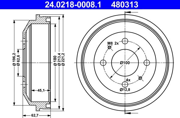 ATE 24.0218-0008.1 - Тормозной барабан autosila-amz.com