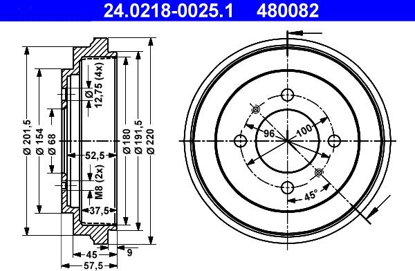 ATE 24.0218-0025.1 - Тормозной барабан autosila-amz.com