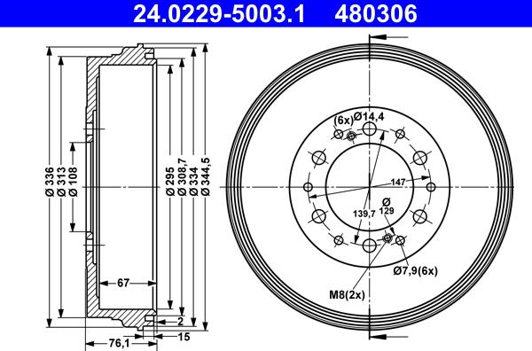 ATE 24.0229-5003.1 - Тормозной барабан autosila-amz.com