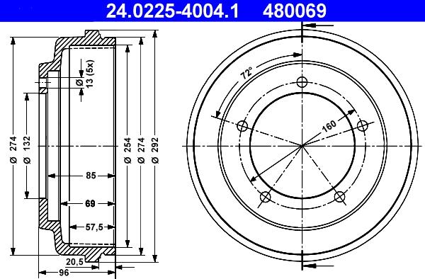 ATE 24.0225-4004.1 - Тормозной барабан autosila-amz.com