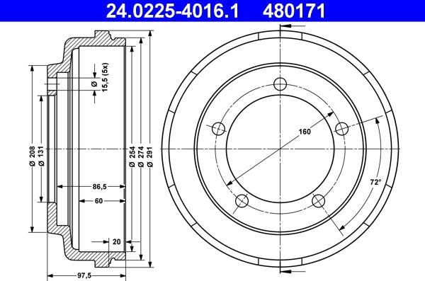 ATE 24.0225-4016.1 - Тормозной барабан autosila-amz.com