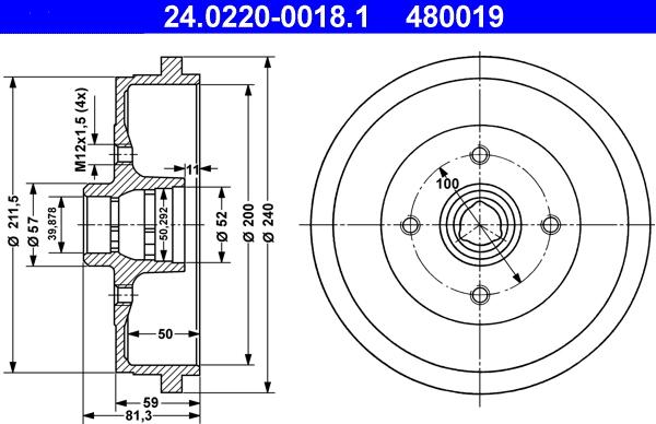 ATE 24.0220-0018.1 - Тормозной барабан autosila-amz.com