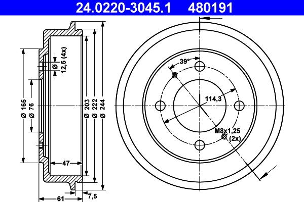 ATE 24.0220-3045.1 - Тормозной барабан autosila-amz.com