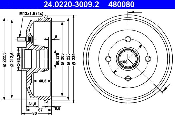 ATE 24.0220-3009.2 - Тормозной барабан autosila-amz.com