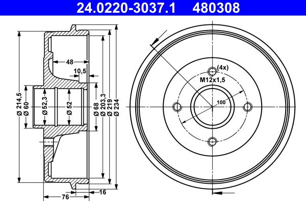 ATE 24.0220-3037.1 - Тормозной барабан autosila-amz.com