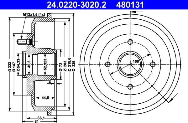 ATE 24.0220-3020.2 - Тормозной барабан autosila-amz.com