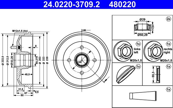 ATE 24.0220-3709.2 - Тормозной барабан autosila-amz.com