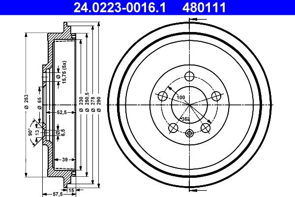 ATE 24.0223-0016.1 - Тормозной барабан autosila-amz.com